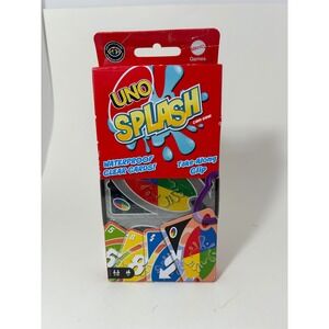 Mattel Games UNO Splash Waterproof Clear Card Game with Take-Along Clip DHW42